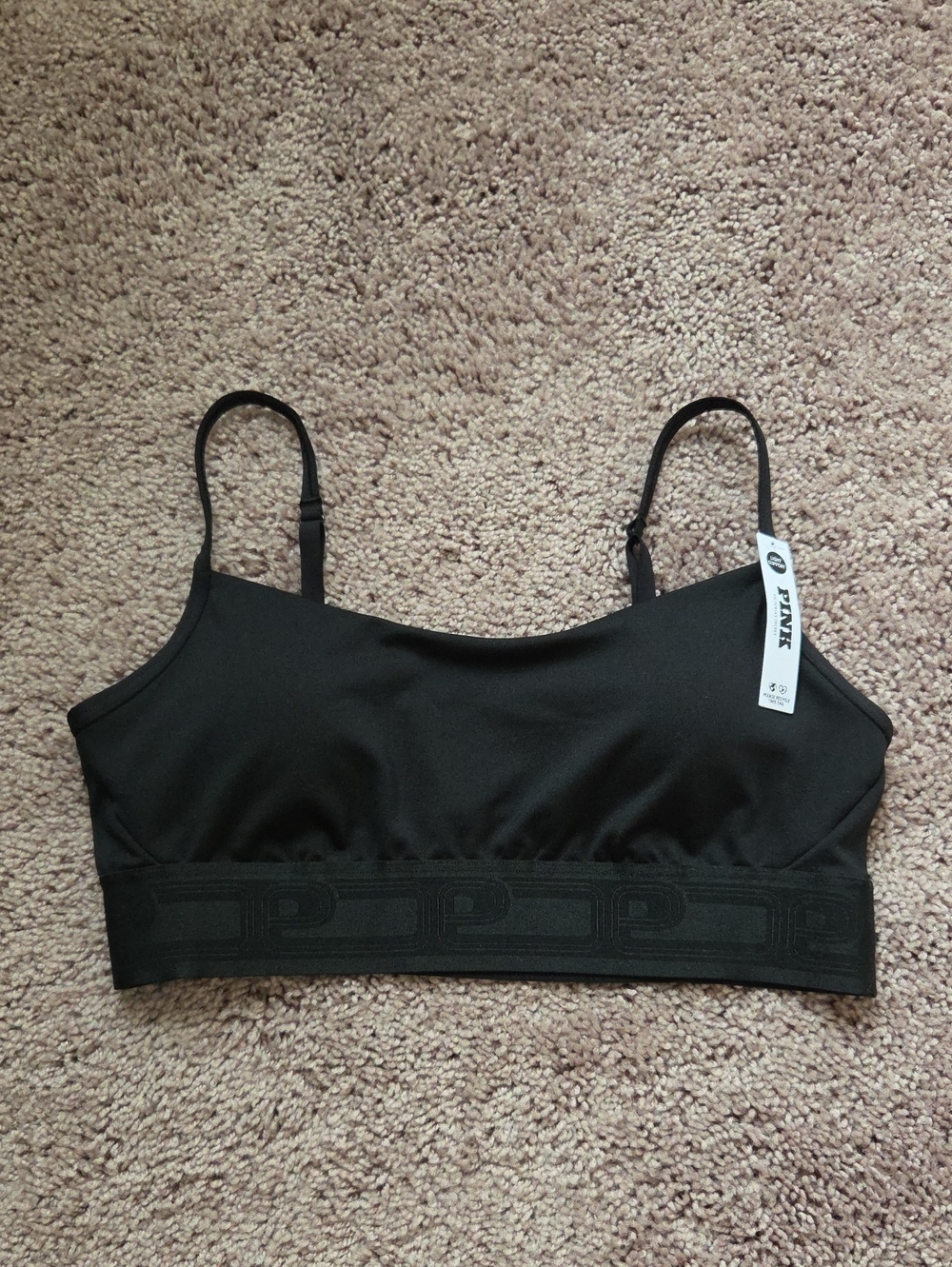 PINK Victoria's Secret Black Wireless Sports Bra Medium